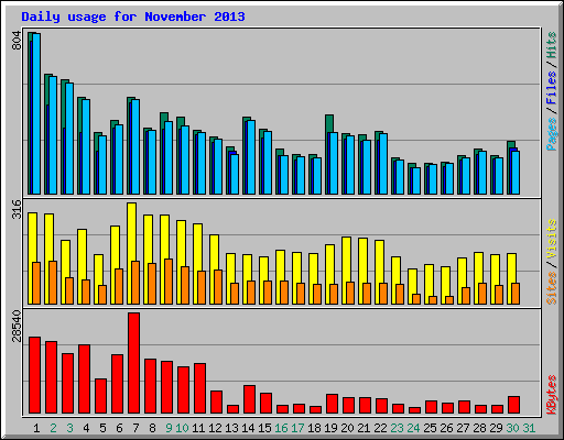 Daily usage for November 2013