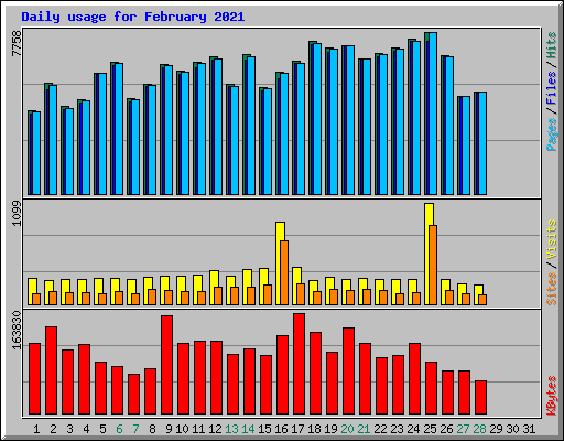 Daily usage for February 2021